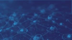 Illustration of interconnected vendors with cybersecurity and compliance icons, representing managed third-party risk management